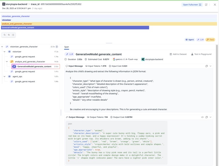 Storytopia LLM Observability – screenshot 2
