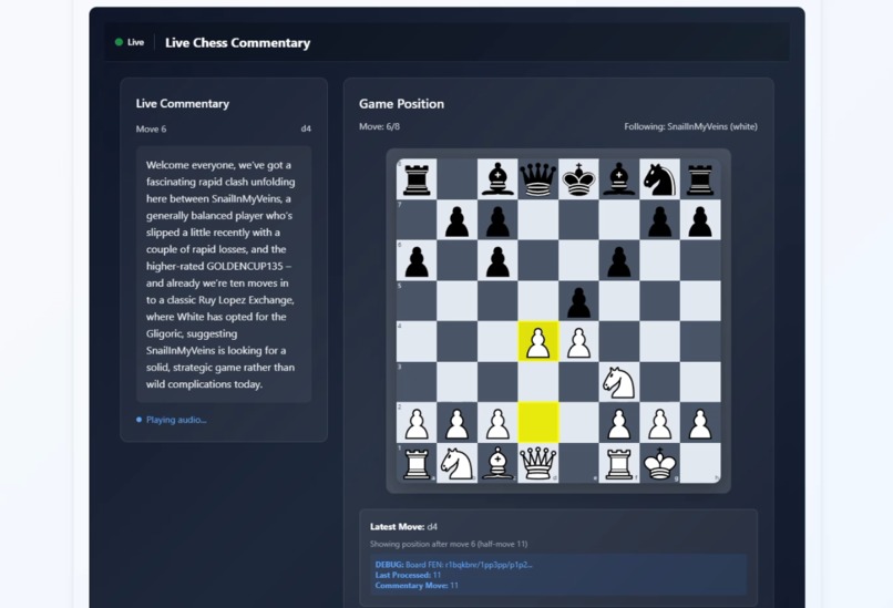 Real Time Chess Commentary – screenshot 1