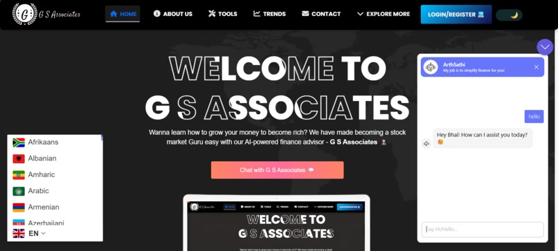 G S Associates: AI-Powered Financial Literacy Platform – screenshot 1