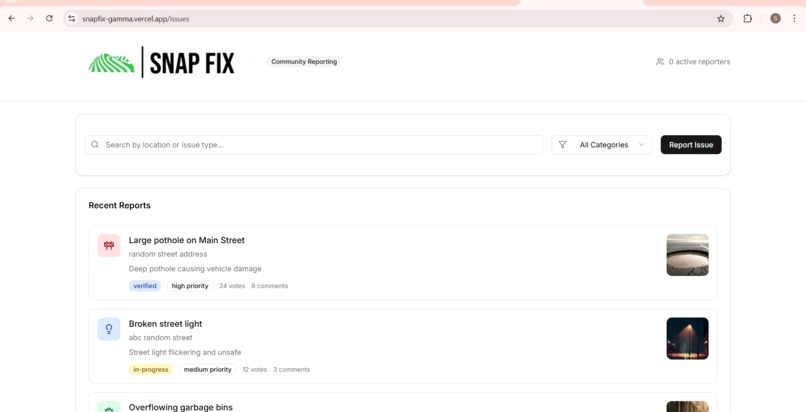 SnapFix – AI-Powered Urban Issue Reporting Platform – screenshot 3