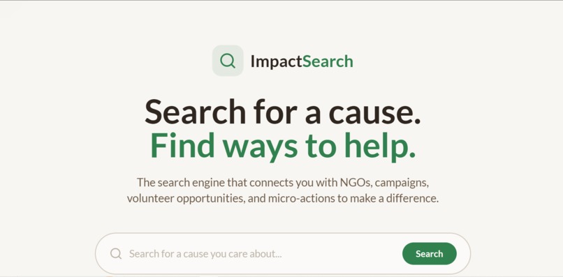 social impact search engine – screenshot 1