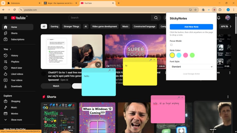 StickyNotes Chrome Extension – screenshot 1