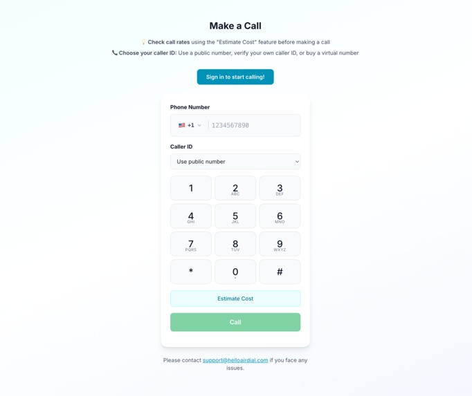 HelloAirDial – screenshot 1