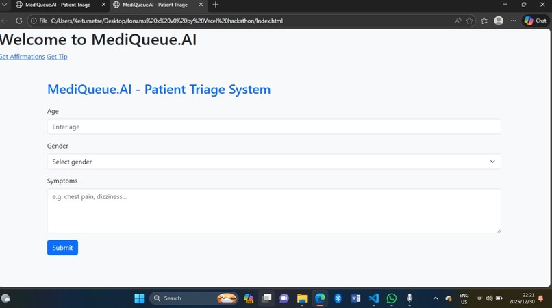 MediQueue.AI -Smart Queue & Triage System for Clinics – screenshot 2