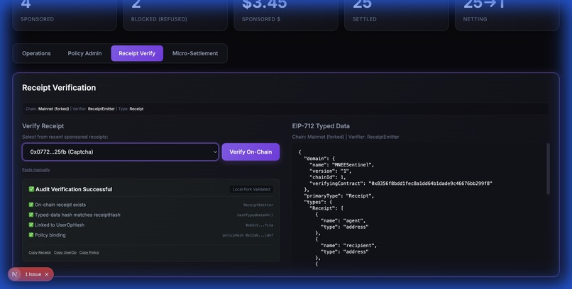 MNEE Sentinel: Policy-Enforced Rails for AI Agents – screenshot 2