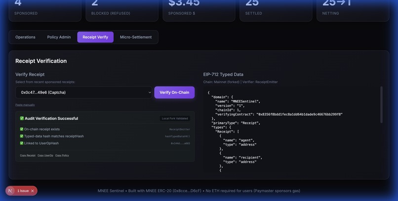 MNEE Sentinel: Policy-Enforced Rails for AI Agents – screenshot 3