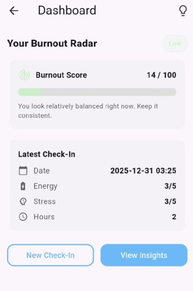 Burnout Radar – screenshot 3