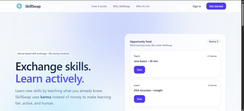 SkillSwap – screenshot 1