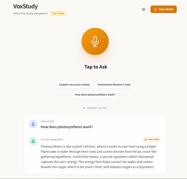 VoxStudy AI — Voice-First Learning Assistant – screenshot 2