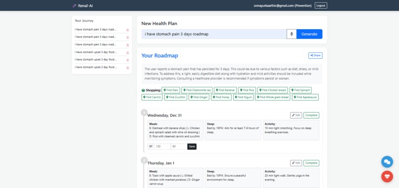 Renal-AI: Bridging Diet, Rest, and Recovery – screenshot 1