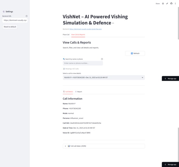VishNet – AI Powered Vishing Simulation & Defence – screenshot 6