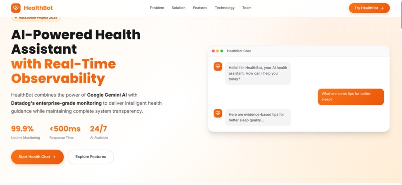 HealthBot Monitor-AI Healthcare with Complete Observability – screenshot 1
