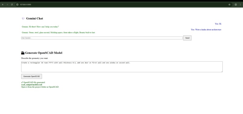 Generative Multimodal Chatbot for OpenSCAD: An AI Architect – screenshot 6