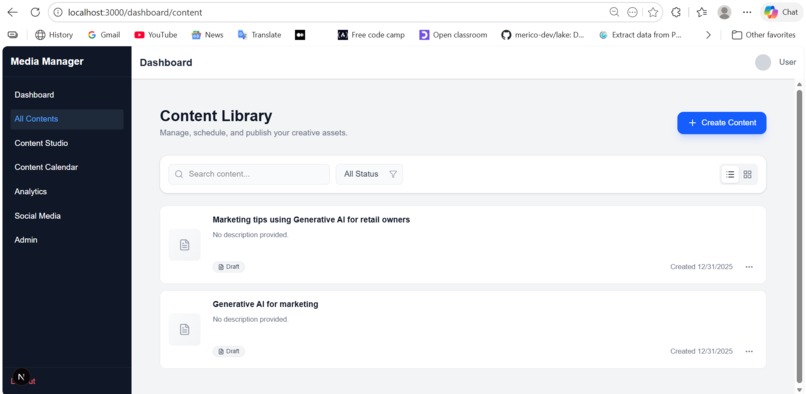 Media Manager  An Agentic AI Studio for Social Media – screenshot 2