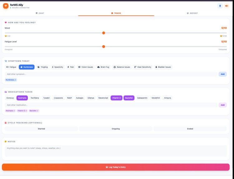 forMS Ally- Allie, AI powered ally empowering MS patients – screenshot 2