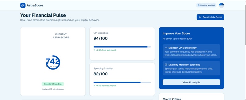 "AstraScore: AI-Powered Alternative Credit Scoring System" – screenshot 1