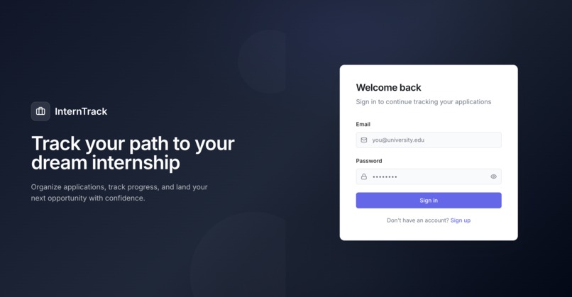InternTrack – Smart Internship & Job Application Tracker. – screenshot 1