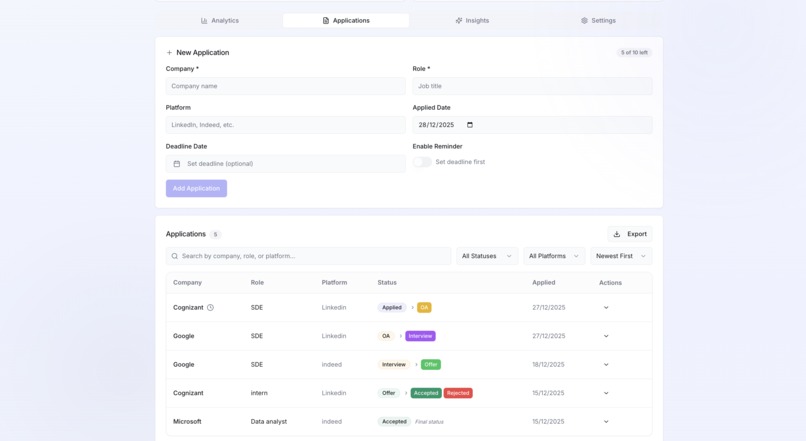 InternTrack – Smart Internship & Job Application Tracker. – screenshot 4