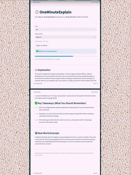 OneMinuteExplain – screenshot 1