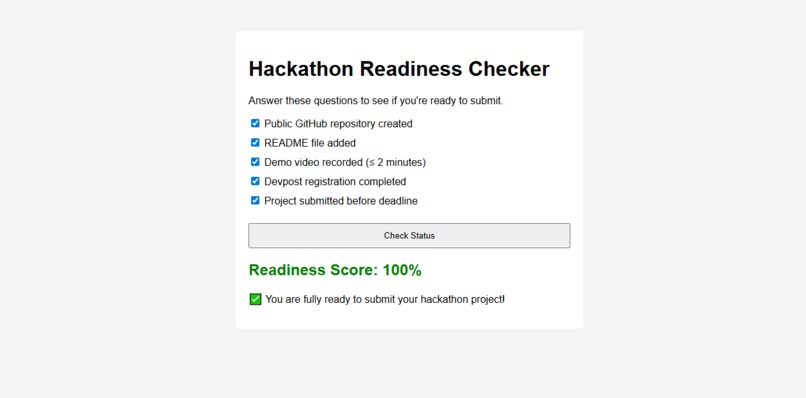 Hackathon Readiness Checker – screenshot 1