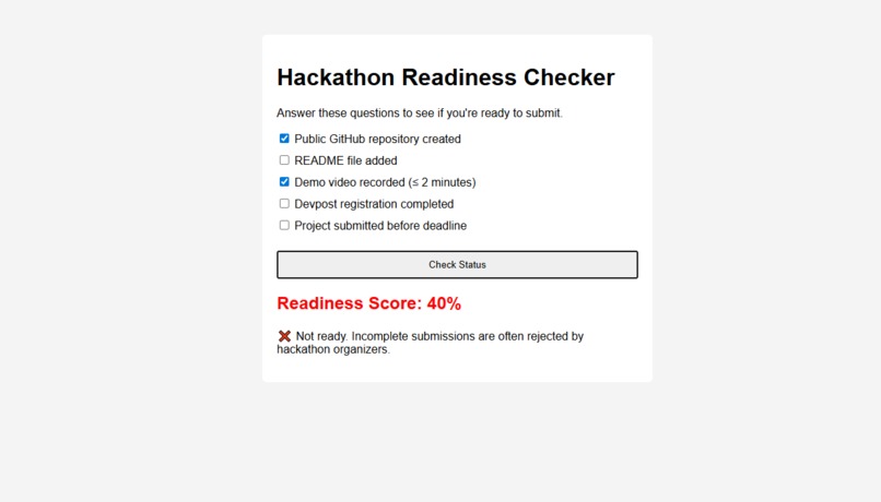 Hackathon Readiness Checker – screenshot 2