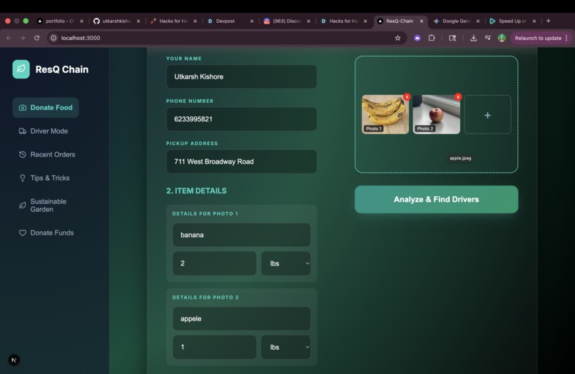 ResQChain-Food waste management system – screenshot 2