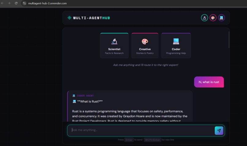 Multi Agent Hub – screenshot 1