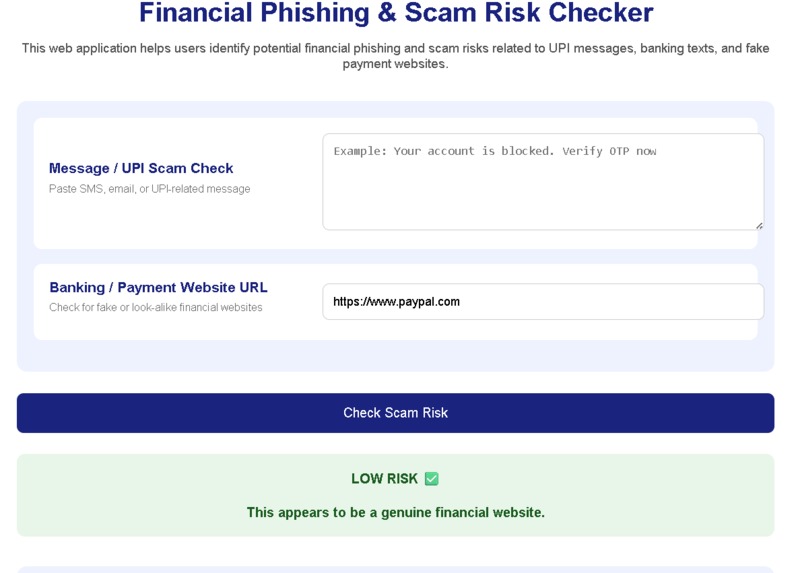 Financial Phishing & Scam Risk Checker – screenshot 2