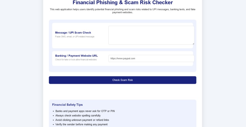 Financial Phishing & Scam Risk Checker – screenshot 1