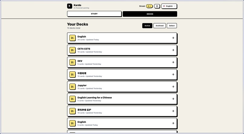 Kardo - AI-Powered Spaced Repetition Learning – screenshot 3