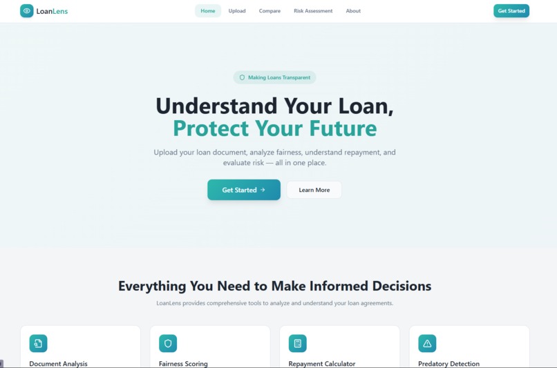 Loanlens Web Application – screenshot 1