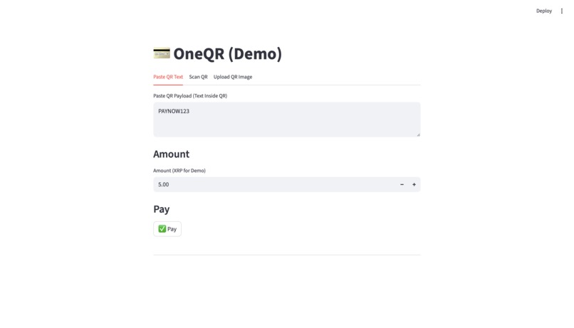 OneQR: A Global QR Payment Routing Demo – screenshot 1