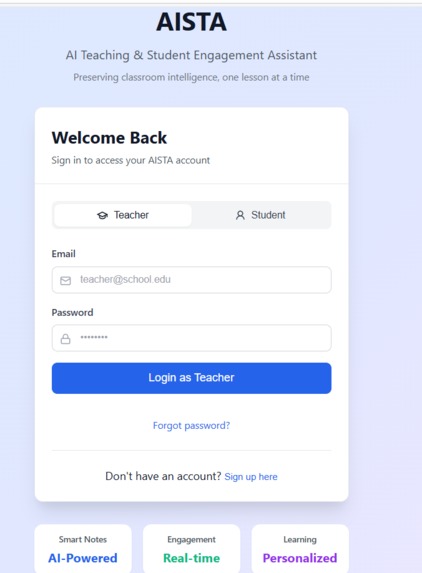 AISTA – AI Teaching & Student Engagement Assistant – screenshot 1