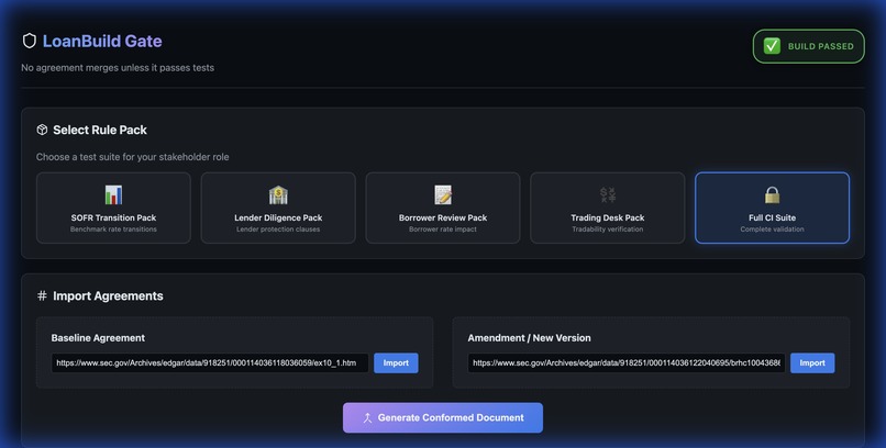 LoanBuild Gate: CI/CD for Credit Agreements – screenshot 1