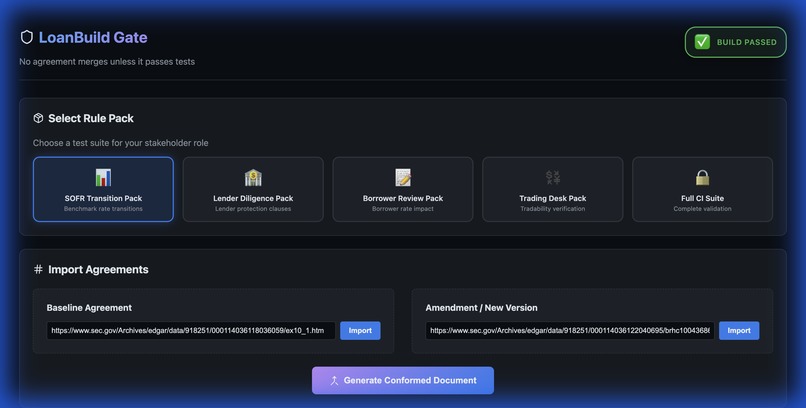 LoanBuild Gate: CI/CD for Credit Agreements – screenshot 2
