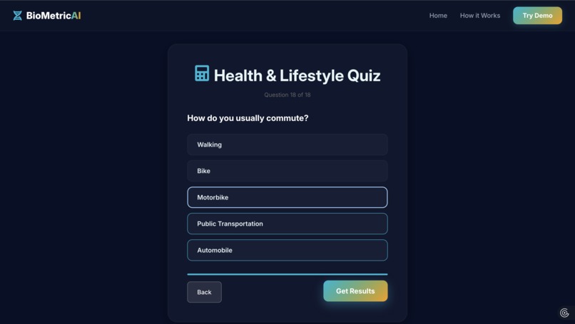BioMetric AI - Advanced Obesity Risk Assessment – screenshot 5