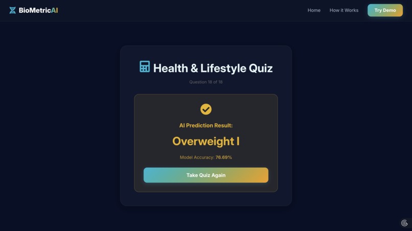 BioMetric AI - Advanced Obesity Risk Assessment – screenshot 6