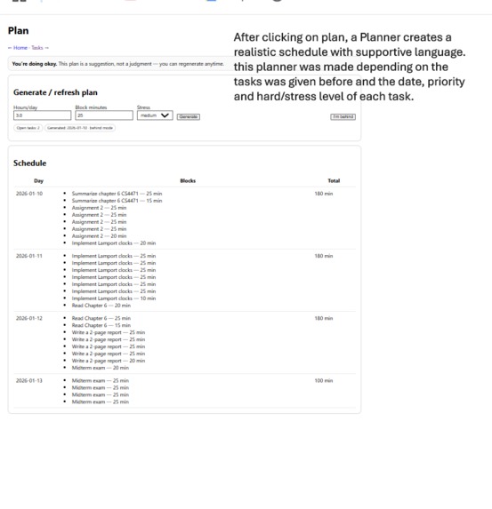 Academic Overwhelm Assistant – screenshot 1