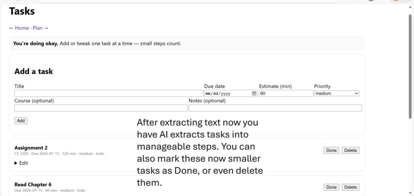 Academic Overwhelm Assistant – screenshot 5