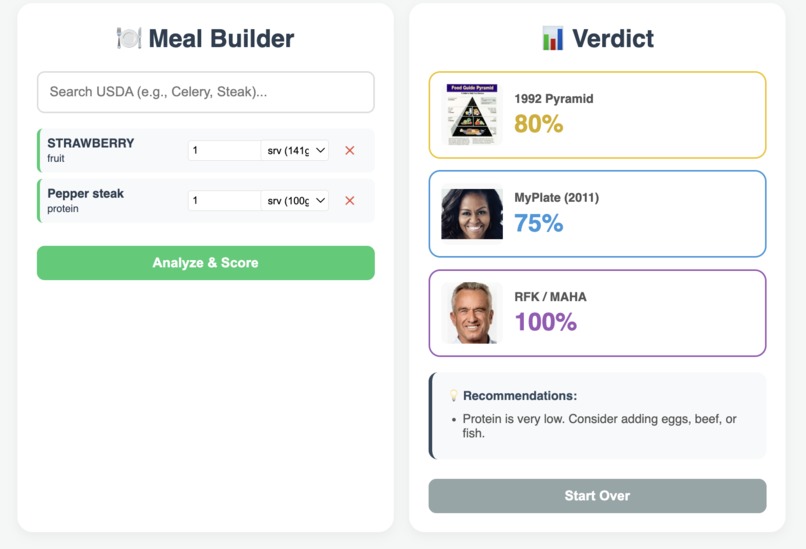 Food pyramid score calculator – screenshot 1