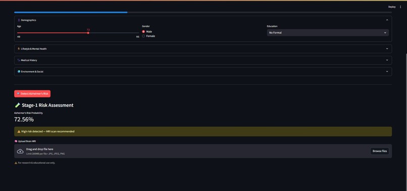 Alzheimer’s Multi-Stage AI Diagnosis System – screenshot 2