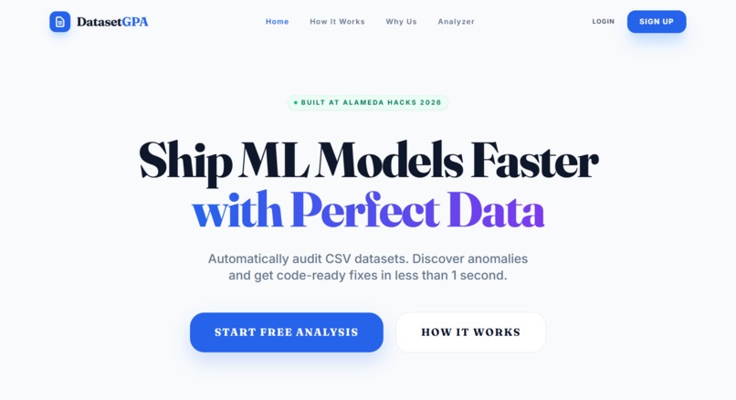 DatasetGPA - AI-Powered CSV Dataset Quality Analyzer – screenshot 1