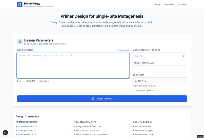 Algorithmic Primer Design – screenshot 1