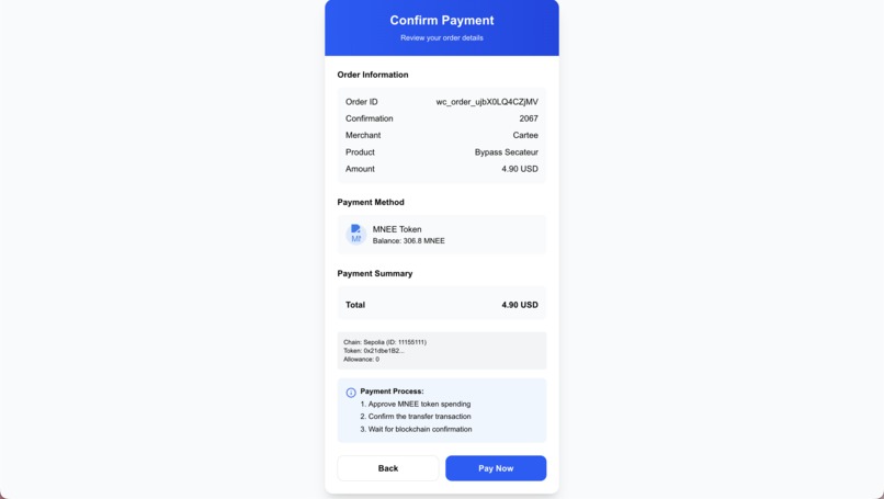 Cartee - MNEE Payment Gateway – screenshot 2