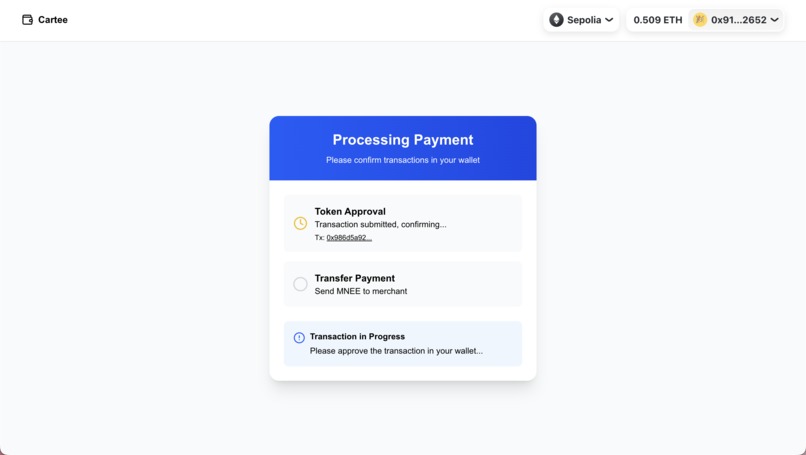 Cartee - MNEE Payment Gateway – screenshot 3