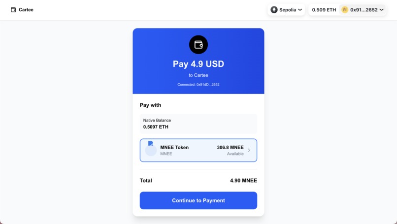Cartee - MNEE Payment Gateway – screenshot 4