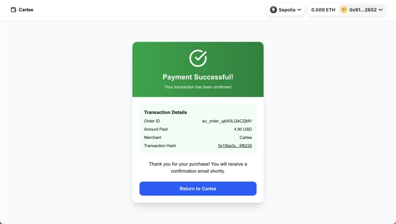 Cartee - MNEE Payment Gateway – screenshot 5
