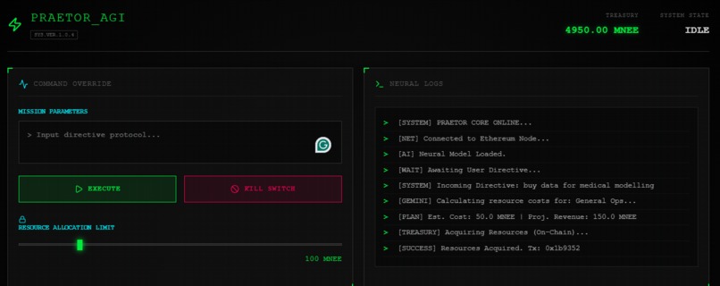 PRAETOR_AGI: Autonomous Treasury Sentinel – screenshot 1