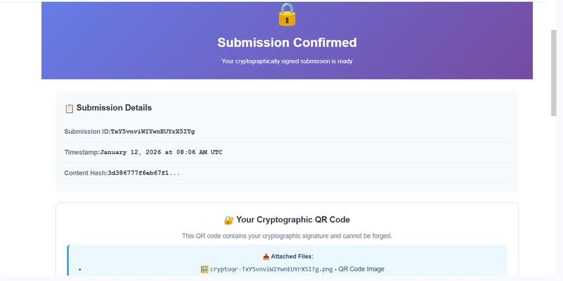 CryptoQR - Cryptographic Submission Verification – screenshot 6