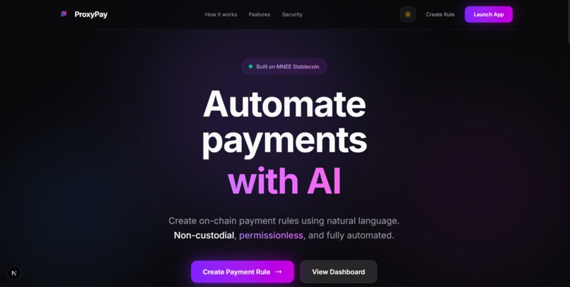 ProxyPay - AI-Powered Programmable On-Chain Payments – screenshot 1